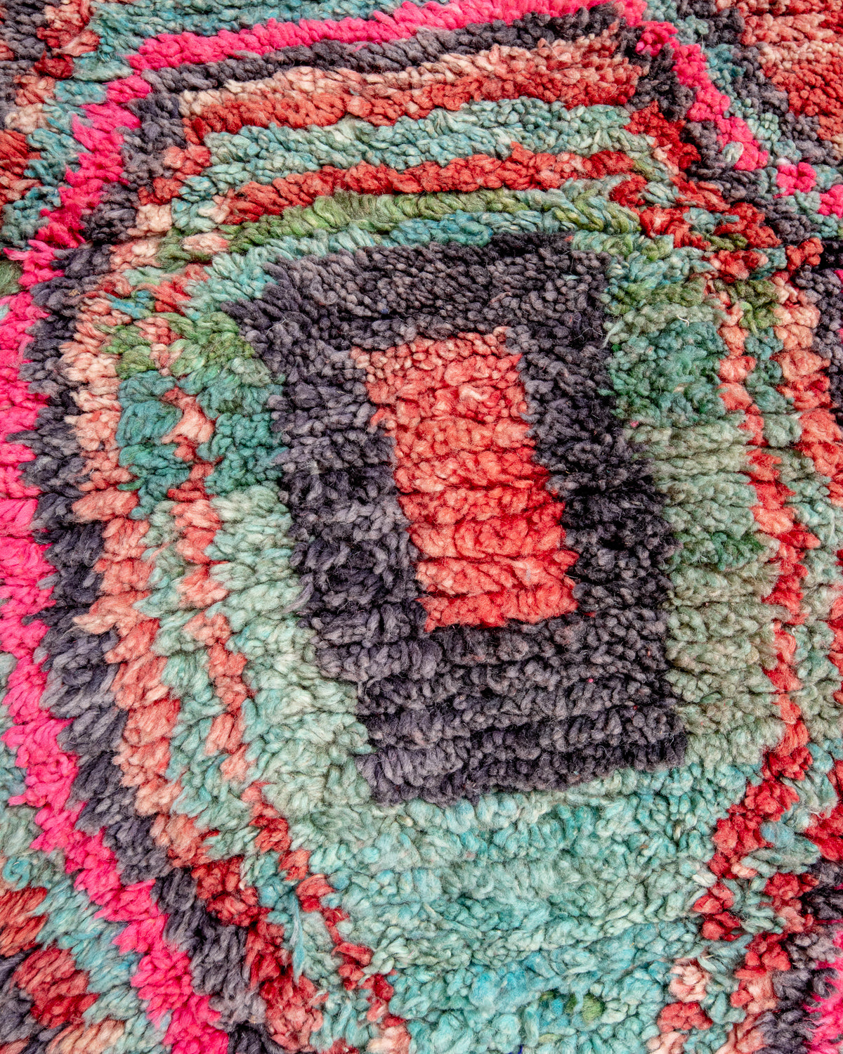 Modern, designer, handcrafted Berber runner rug from Morocco. Vintage carpet with beautiful colours and patterns and fluffy texture.